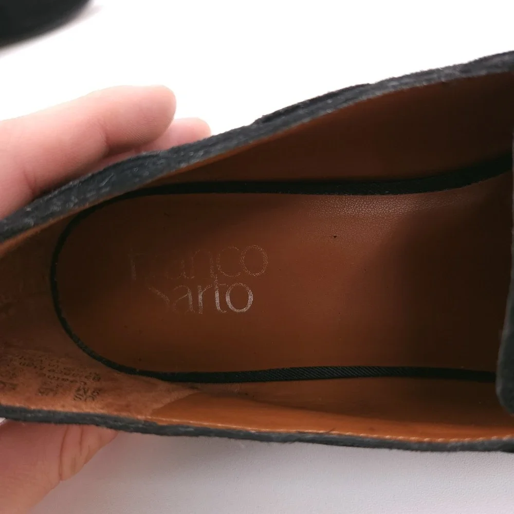 Franco Sarto Hartlie Round Toe Low Profile Tassel Slip On Loafers Black Women 9M